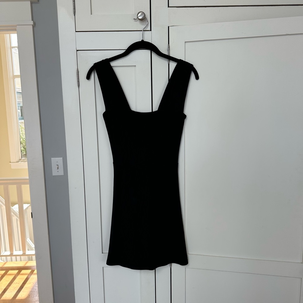 Reformation Black Ribbed Sleeveless Mini Dress